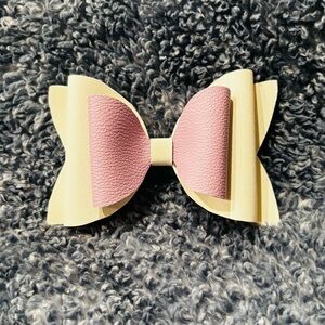Pink and white Bow Hair Clip